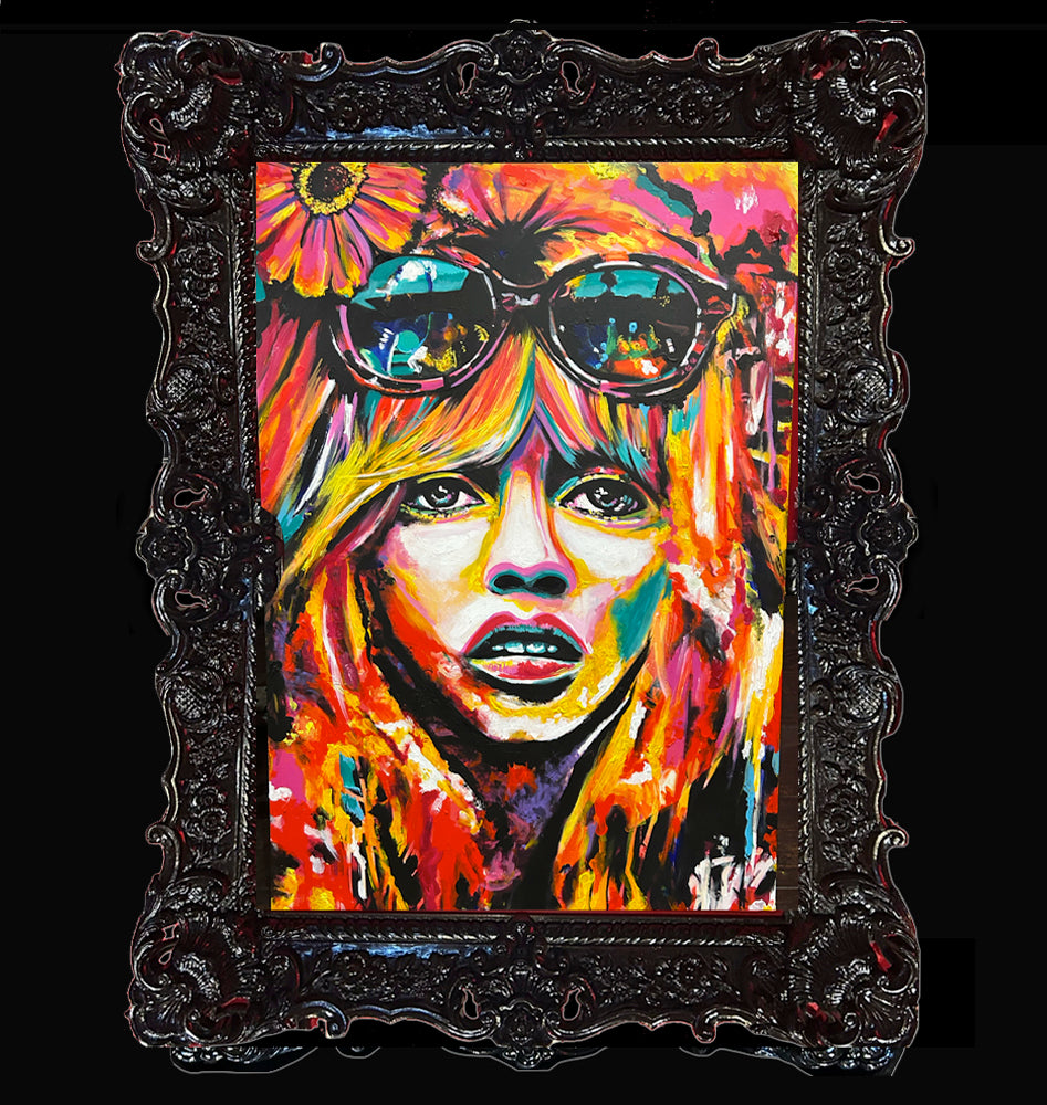 "BARDOT" Original Framed Painting (24x36 Painting - 32x44" Framed)